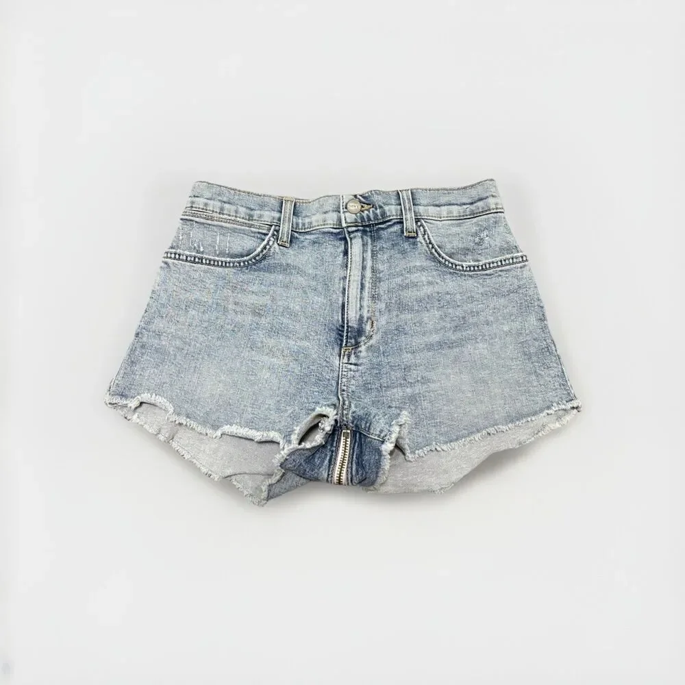 Siwy DEMI HIGH-WAIST BACK ZIP Shortie SHORT FOOL FOR LOSING Light Wash Sz 27 - Picture 7 of 11